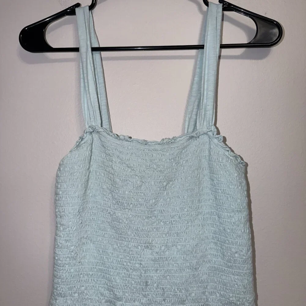 American Eagle Smocked Ruffle Mini Dress Size Small Blue - Picture 3 of 7